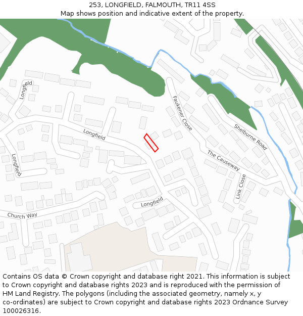 253, LONGFIELD, FALMOUTH, TR11 4SS: Location map and indicative extent of plot