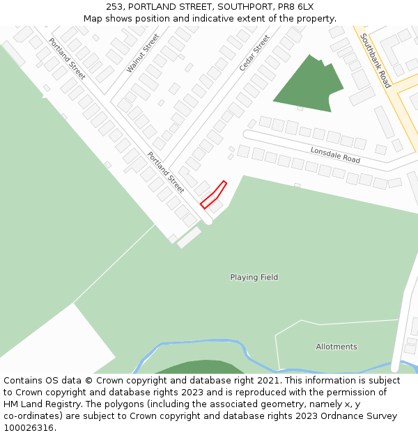 253, PORTLAND STREET, SOUTHPORT, PR8 6LX: Location map and indicative extent of plot