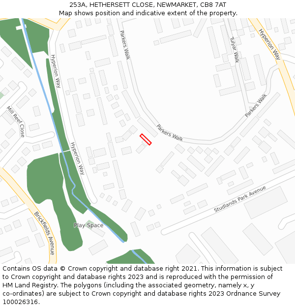 253A, HETHERSETT CLOSE, NEWMARKET, CB8 7AT: Location map and indicative extent of plot