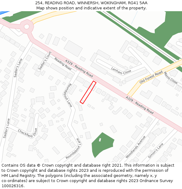 254, READING ROAD, WINNERSH, WOKINGHAM, RG41 5AA: Location map and indicative extent of plot