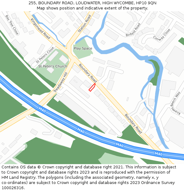 255, BOUNDARY ROAD, LOUDWATER, HIGH WYCOMBE, HP10 9QN: Location map and indicative extent of plot