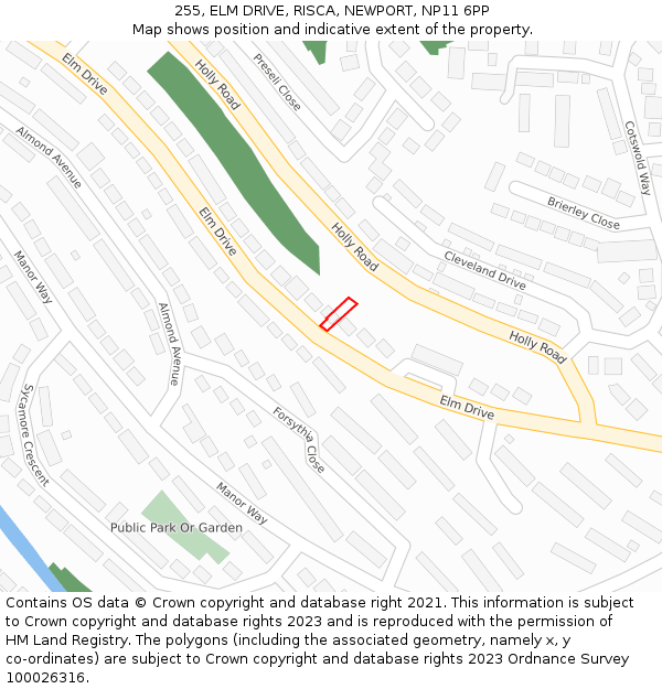 255, ELM DRIVE, RISCA, NEWPORT, NP11 6PP: Location map and indicative extent of plot