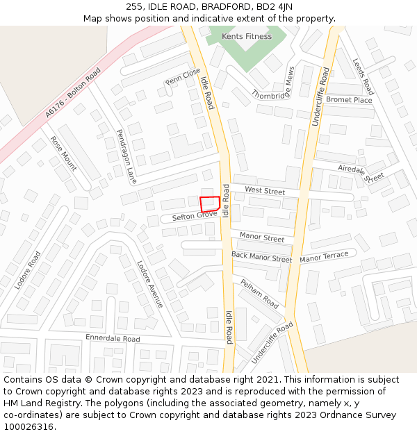 255, IDLE ROAD, BRADFORD, BD2 4JN: Location map and indicative extent of plot