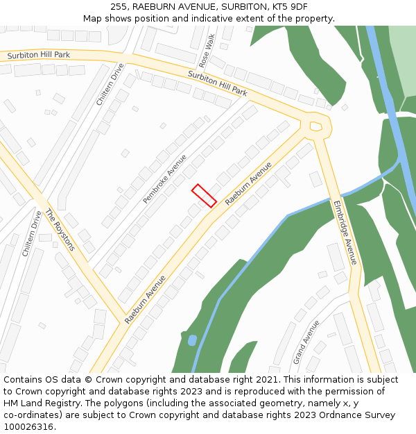 255, RAEBURN AVENUE, SURBITON, KT5 9DF: Location map and indicative extent of plot