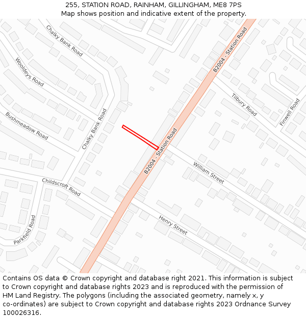 255, STATION ROAD, RAINHAM, GILLINGHAM, ME8 7PS: Location map and indicative extent of plot