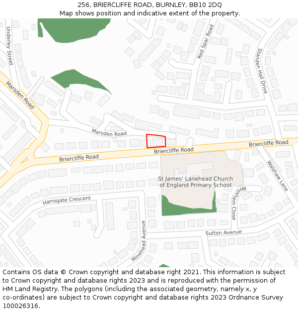 256, BRIERCLIFFE ROAD, BURNLEY, BB10 2DQ: Location map and indicative extent of plot