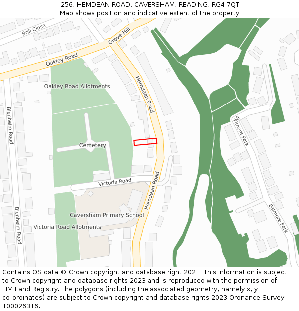 256, HEMDEAN ROAD, CAVERSHAM, READING, RG4 7QT: Location map and indicative extent of plot