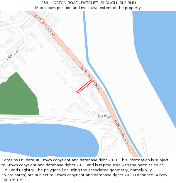 256, HORTON ROAD, DATCHET, SLOUGH, SL3 9HN: Location map and indicative extent of plot