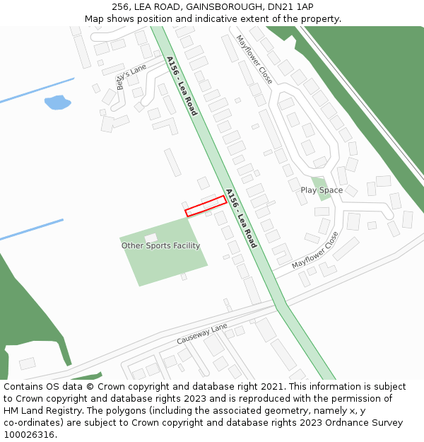 256, LEA ROAD, GAINSBOROUGH, DN21 1AP: Location map and indicative extent of plot