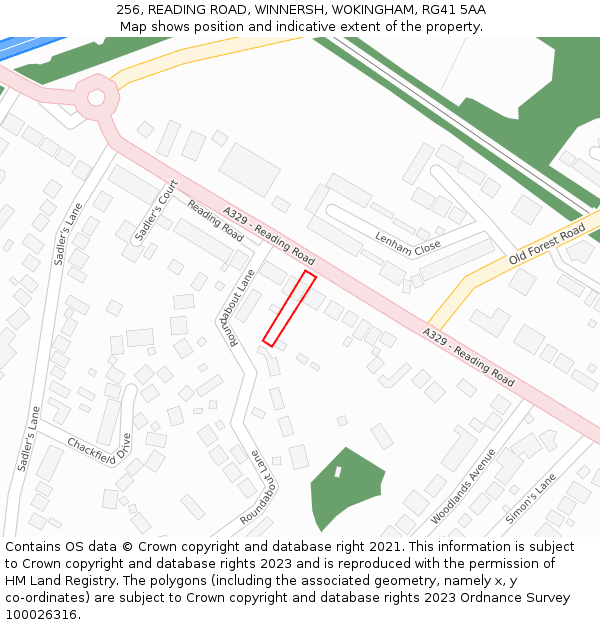 256, READING ROAD, WINNERSH, WOKINGHAM, RG41 5AA: Location map and indicative extent of plot