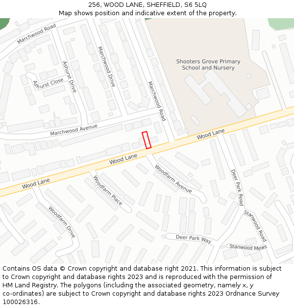 256, WOOD LANE, SHEFFIELD, S6 5LQ: Location map and indicative extent of plot