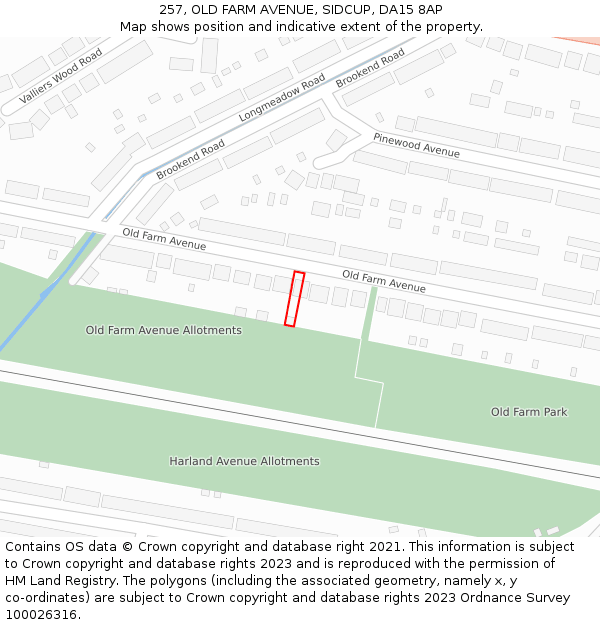 257, OLD FARM AVENUE, SIDCUP, DA15 8AP: Location map and indicative extent of plot