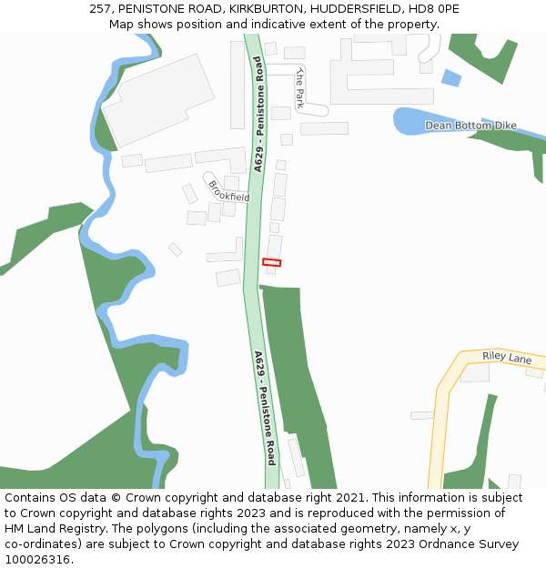 257, PENISTONE ROAD, KIRKBURTON, HUDDERSFIELD, HD8 0PE: Location map and indicative extent of plot