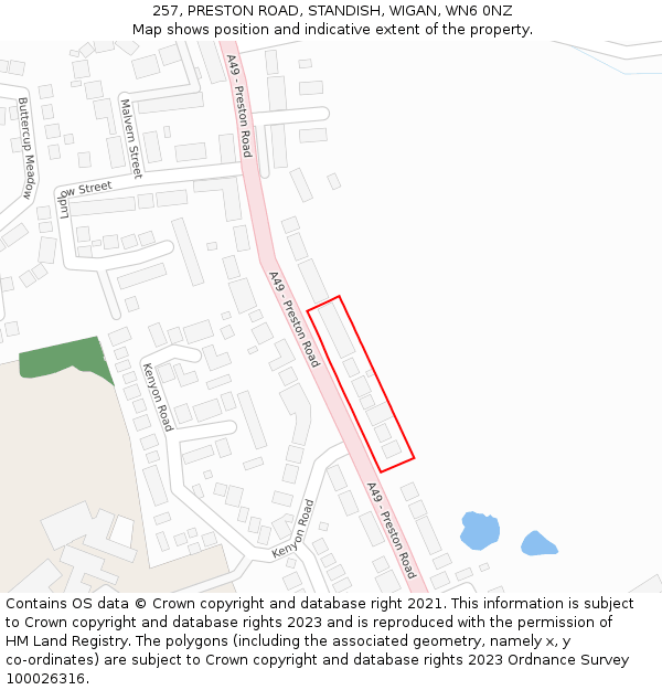 257, PRESTON ROAD, STANDISH, WIGAN, WN6 0NZ: Location map and indicative extent of plot