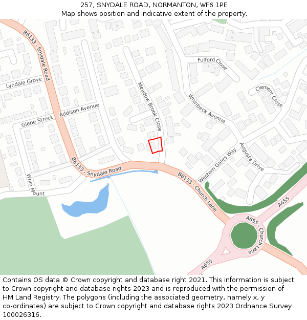 257, SNYDALE ROAD, NORMANTON, WF6 1PE: Location map and indicative extent of plot