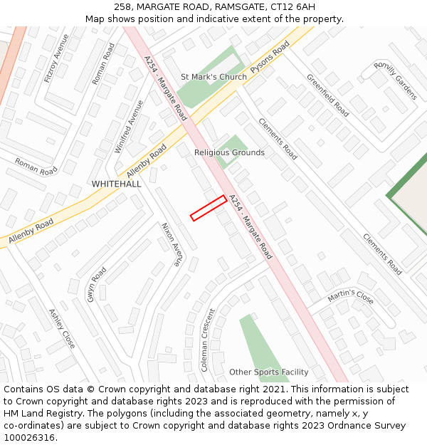 258, MARGATE ROAD, RAMSGATE, CT12 6AH: Location map and indicative extent of plot