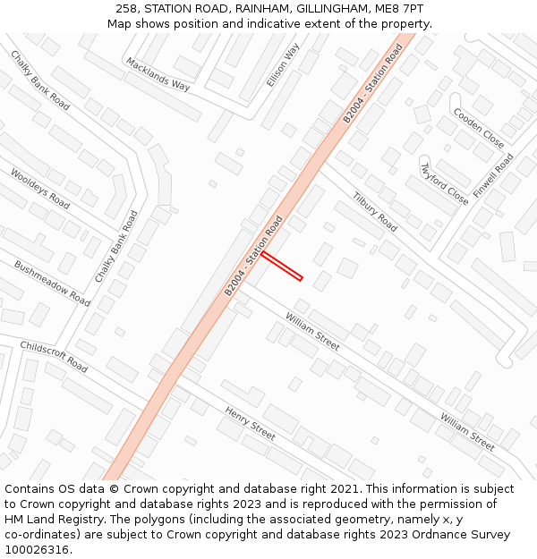 258, STATION ROAD, RAINHAM, GILLINGHAM, ME8 7PT: Location map and indicative extent of plot