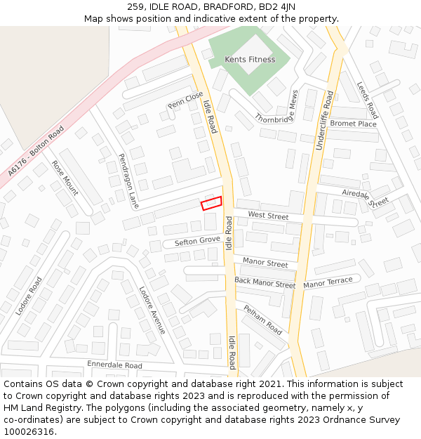 259, IDLE ROAD, BRADFORD, BD2 4JN: Location map and indicative extent of plot