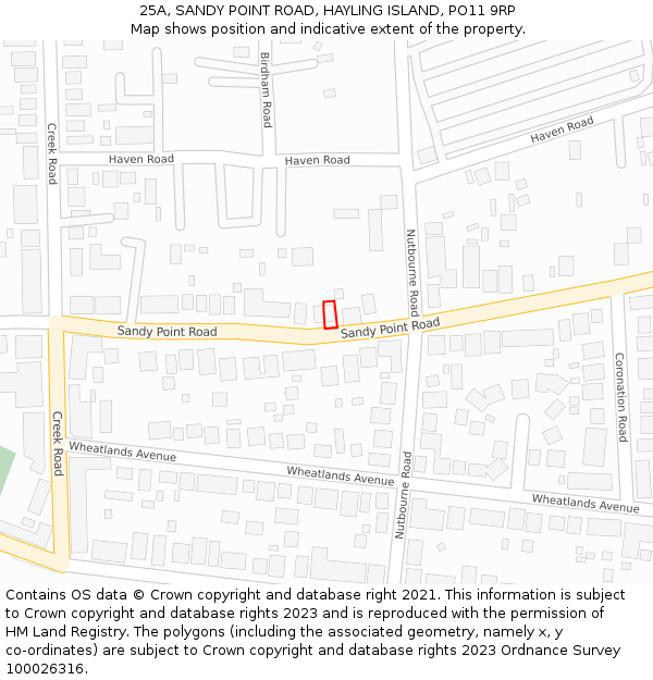 25A, SANDY POINT ROAD, HAYLING ISLAND, PO11 9RP: Location map and indicative extent of plot