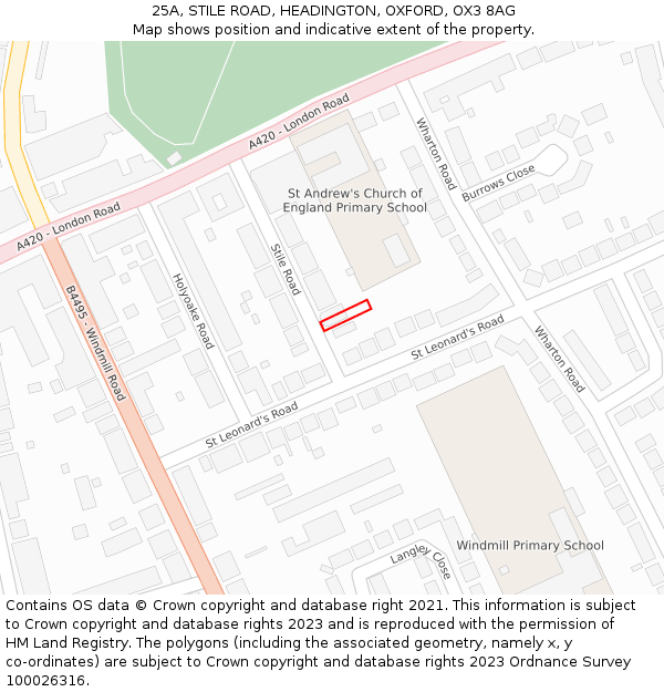 25A, STILE ROAD, HEADINGTON, OXFORD, OX3 8AG: Location map and indicative extent of plot