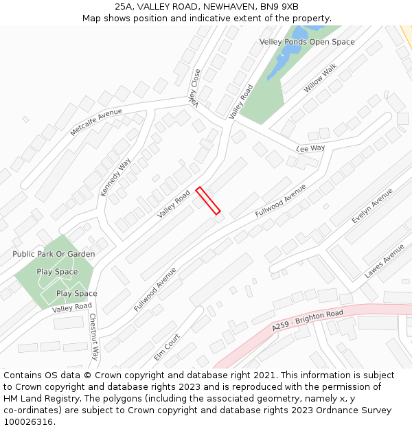 25A, VALLEY ROAD, NEWHAVEN, BN9 9XB: Location map and indicative extent of plot