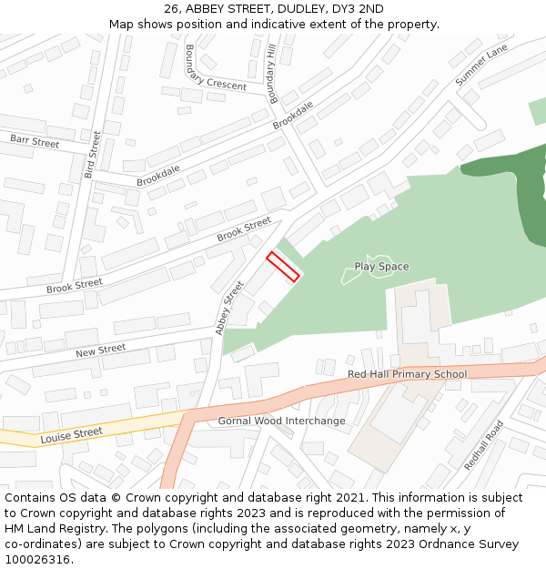 26, ABBEY STREET, DUDLEY, DY3 2ND: Location map and indicative extent of plot