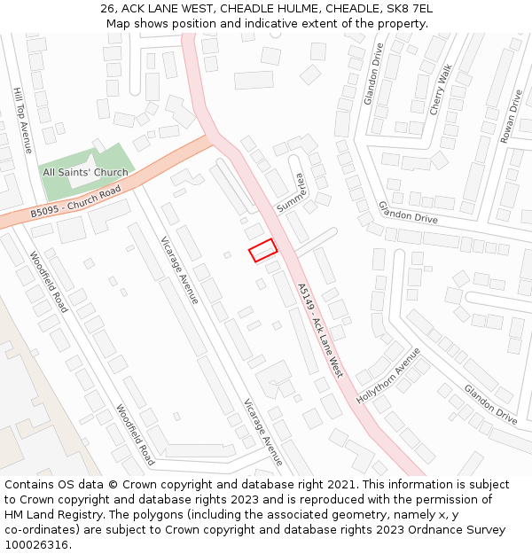 26, ACK LANE WEST, CHEADLE HULME, CHEADLE, SK8 7EL: Location map and indicative extent of plot