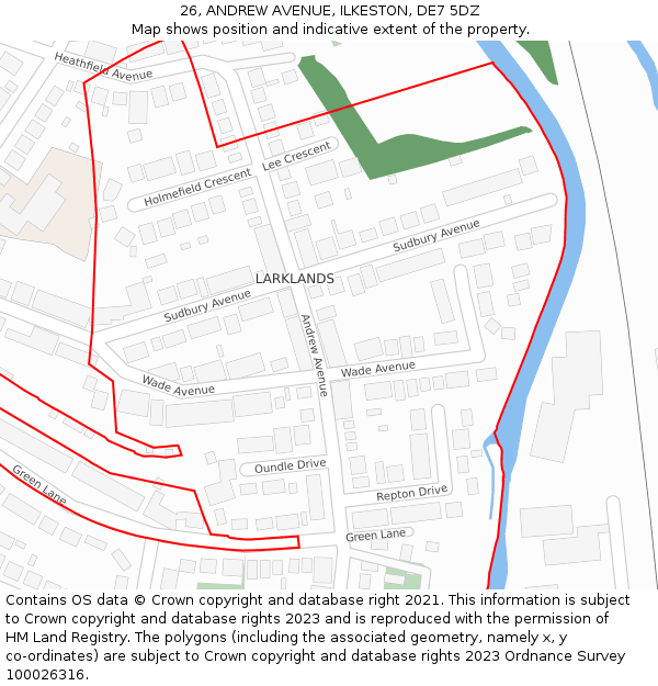 26, ANDREW AVENUE, ILKESTON, DE7 5DZ: Location map and indicative extent of plot
