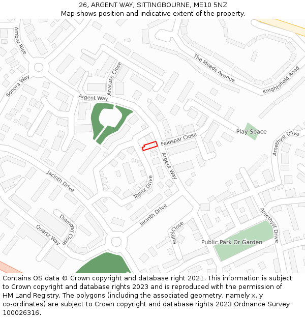 26, ARGENT WAY, SITTINGBOURNE, ME10 5NZ: Location map and indicative extent of plot