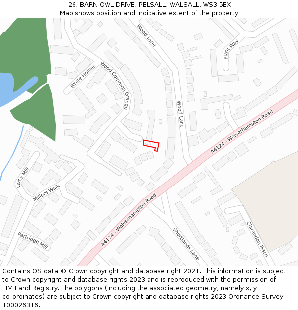 26, BARN OWL DRIVE, PELSALL, WALSALL, WS3 5EX: Location map and indicative extent of plot