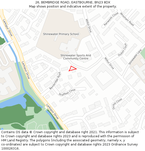 26, BEMBRIDGE ROAD, EASTBOURNE, BN23 8DX: Location map and indicative extent of plot