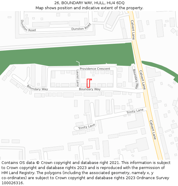 26, BOUNDARY WAY, HULL, HU4 6DQ: Location map and indicative extent of plot