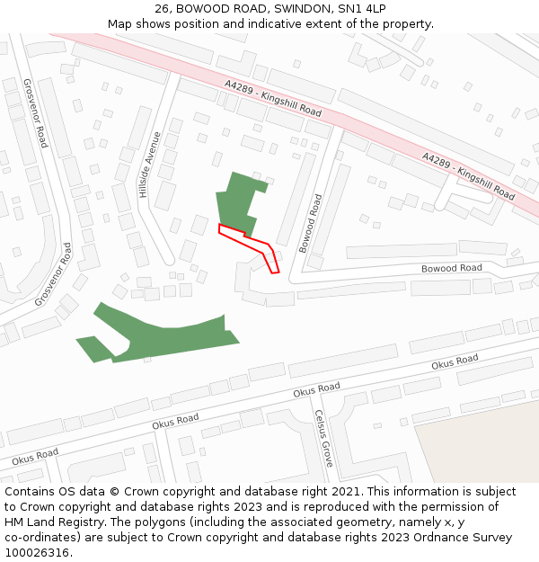 26, BOWOOD ROAD, SWINDON, SN1 4LP: Location map and indicative extent of plot