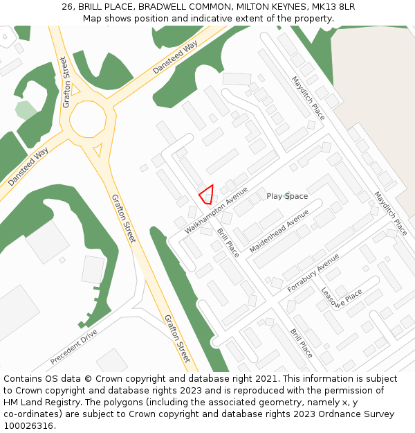 26, BRILL PLACE, BRADWELL COMMON, MILTON KEYNES, MK13 8LR: Location map and indicative extent of plot