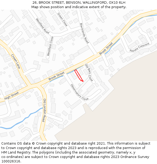 26, BROOK STREET, BENSON, WALLINGFORD, OX10 6LH: Location map and indicative extent of plot