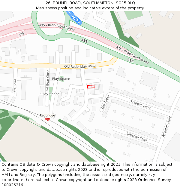 26, BRUNEL ROAD, SOUTHAMPTON, SO15 0LQ: Location map and indicative extent of plot