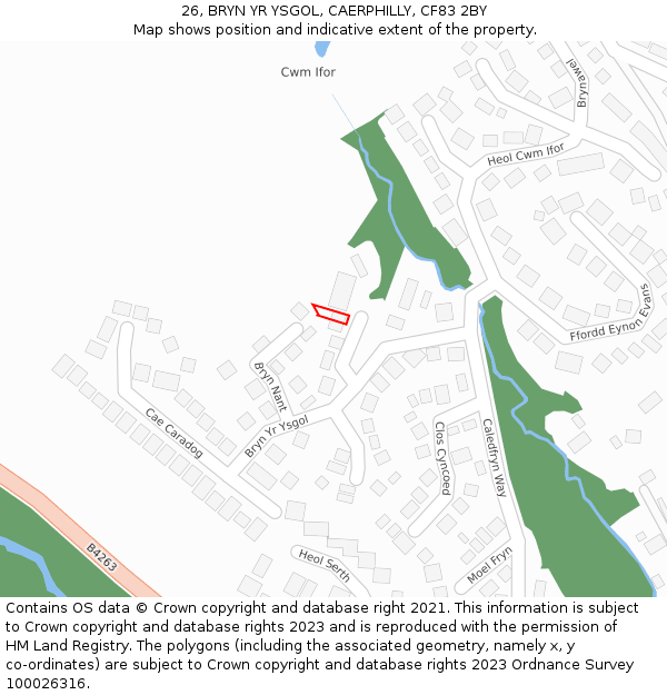 26, BRYN YR YSGOL, CAERPHILLY, CF83 2BY: Location map and indicative extent of plot