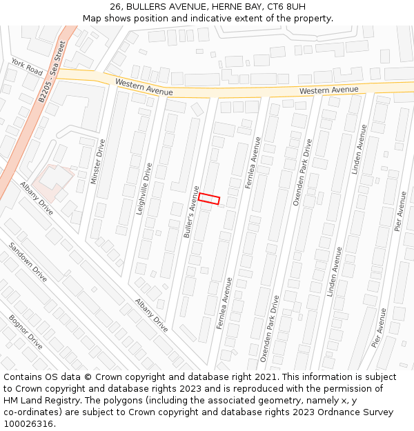 26, BULLERS AVENUE, HERNE BAY, CT6 8UH: Location map and indicative extent of plot