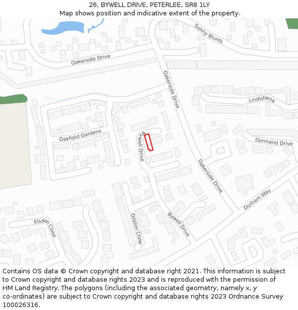 26, BYWELL DRIVE, PETERLEE, SR8 1LY: Location map and indicative extent of plot