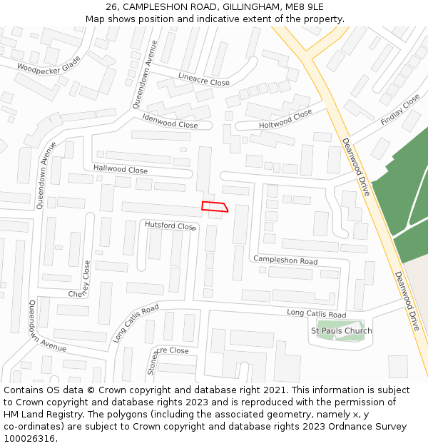 26, CAMPLESHON ROAD, GILLINGHAM, ME8 9LE: Location map and indicative extent of plot