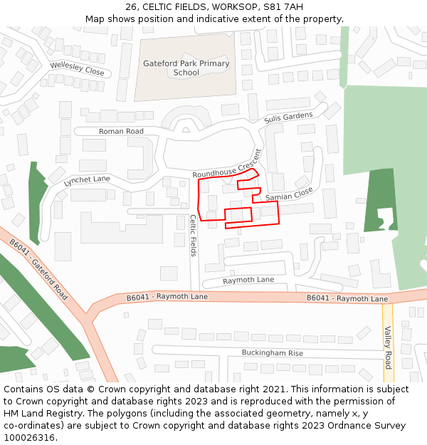 26, CELTIC FIELDS, WORKSOP, S81 7AH: Location map and indicative extent of plot