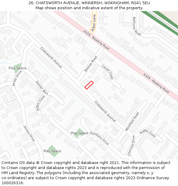 26, CHATSWORTH AVENUE, WINNERSH, WOKINGHAM, RG41 5EU: Location map and indicative extent of plot