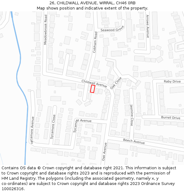 26, CHILDWALL AVENUE, WIRRAL, CH46 0RB: Location map and indicative extent of plot