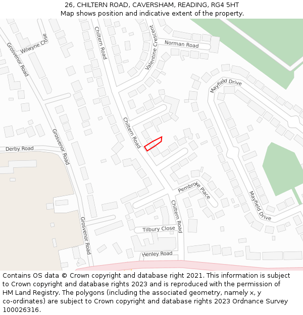 26, CHILTERN ROAD, CAVERSHAM, READING, RG4 5HT: Location map and indicative extent of plot