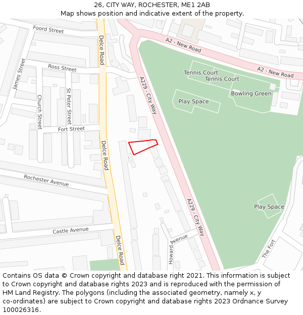 26, CITY WAY, ROCHESTER, ME1 2AB: Location map and indicative extent of plot