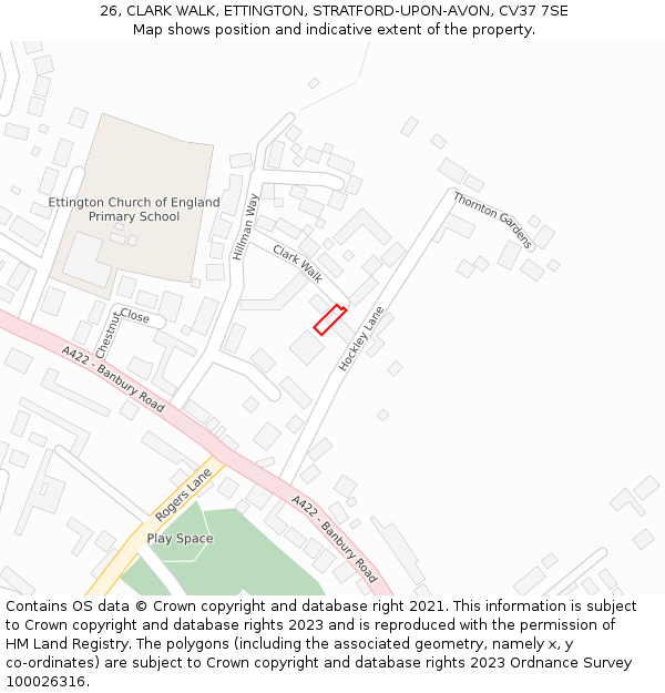 26, CLARK WALK, ETTINGTON, STRATFORD-UPON-AVON, CV37 7SE: Location map and indicative extent of plot