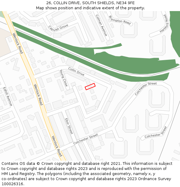 26, COLLIN DRIVE, SOUTH SHIELDS, NE34 9FE: Location map and indicative extent of plot
