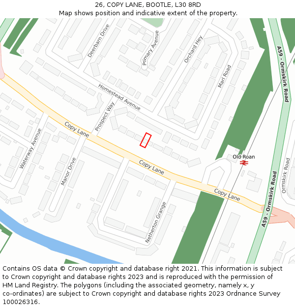 26, COPY LANE, BOOTLE, L30 8RD: Location map and indicative extent of plot