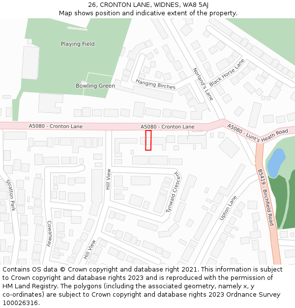 26, CRONTON LANE, WIDNES, WA8 5AJ: Location map and indicative extent of plot