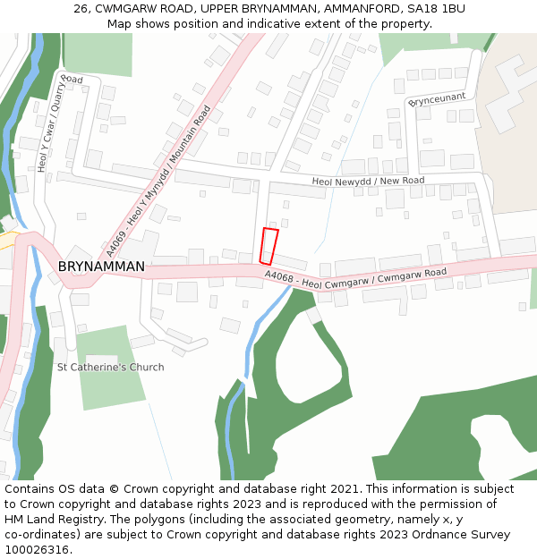 26, CWMGARW ROAD, UPPER BRYNAMMAN, AMMANFORD, SA18 1BU: Location map and indicative extent of plot